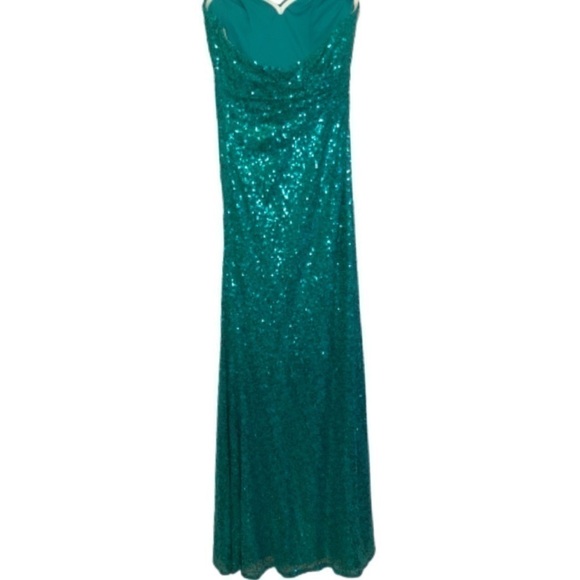 GREEN Sequins Sweetheart Neckline Strapless Gown 4 - Picture 4 of 10
